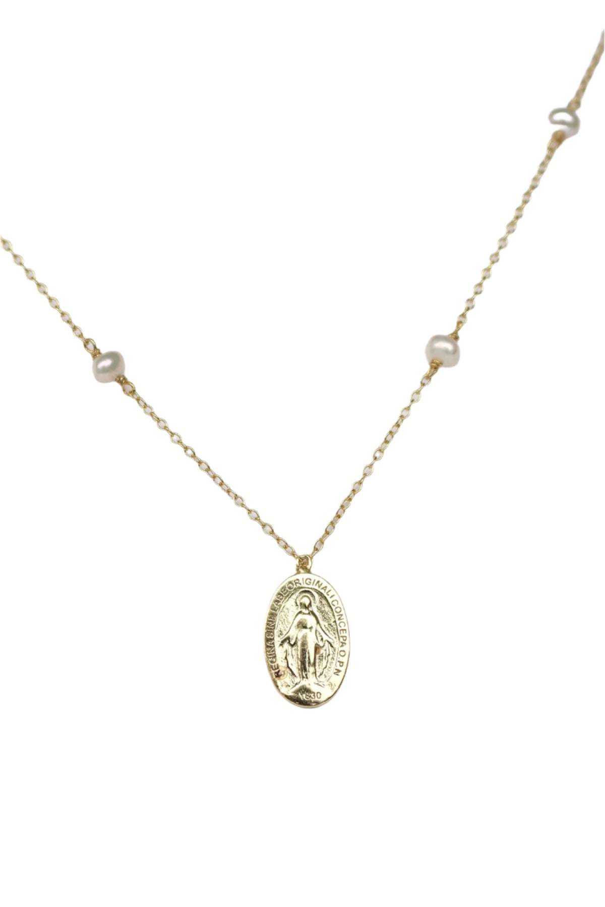 Medal and Pearls Necklace