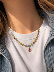Pastel Bezel Drop Necklace