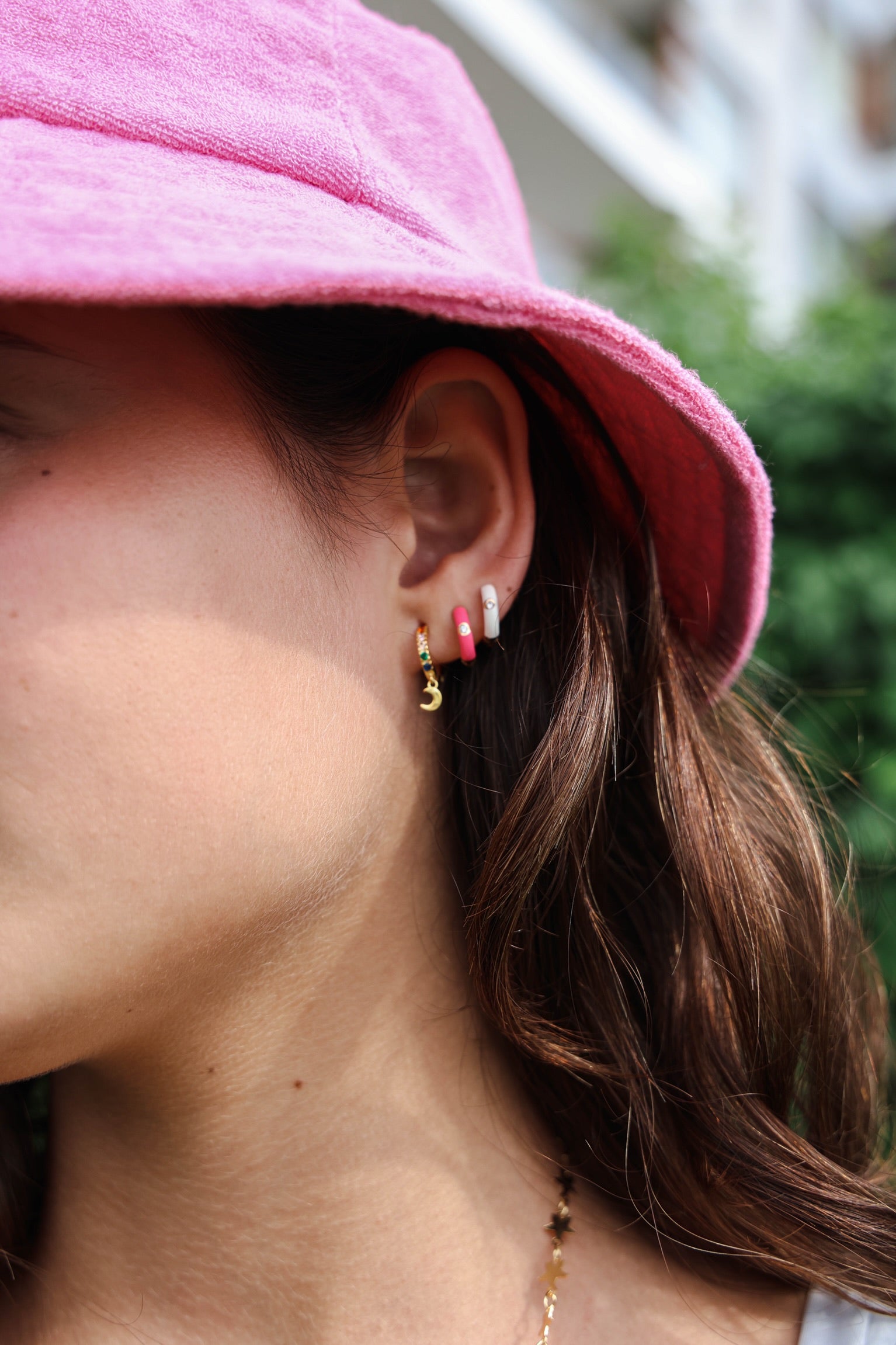 Mini Hanging Moon Rainbow Hoops