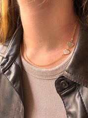 Double Heart Mother Pearl Necklace