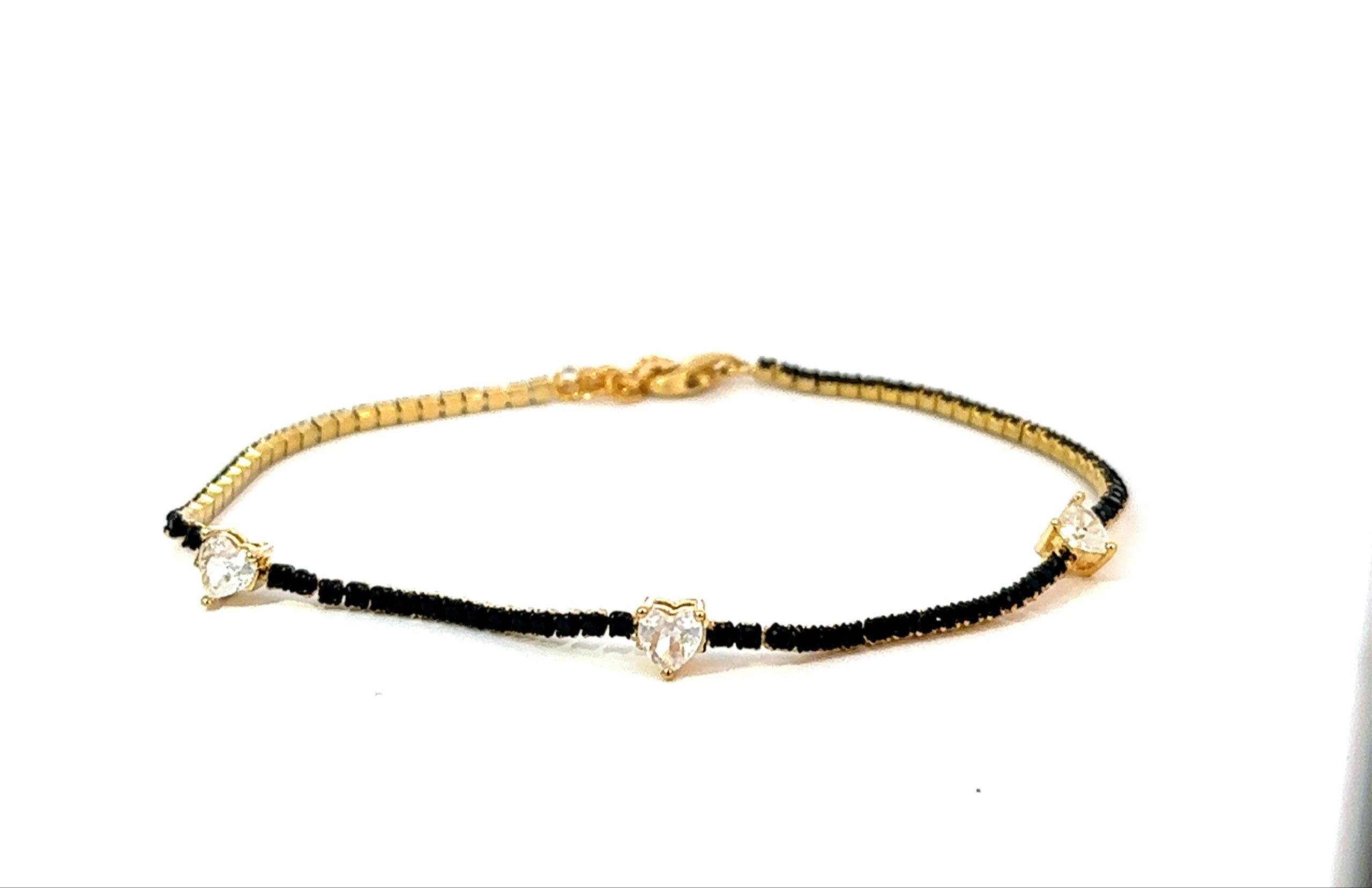 Pulsera Hearts-Black and White