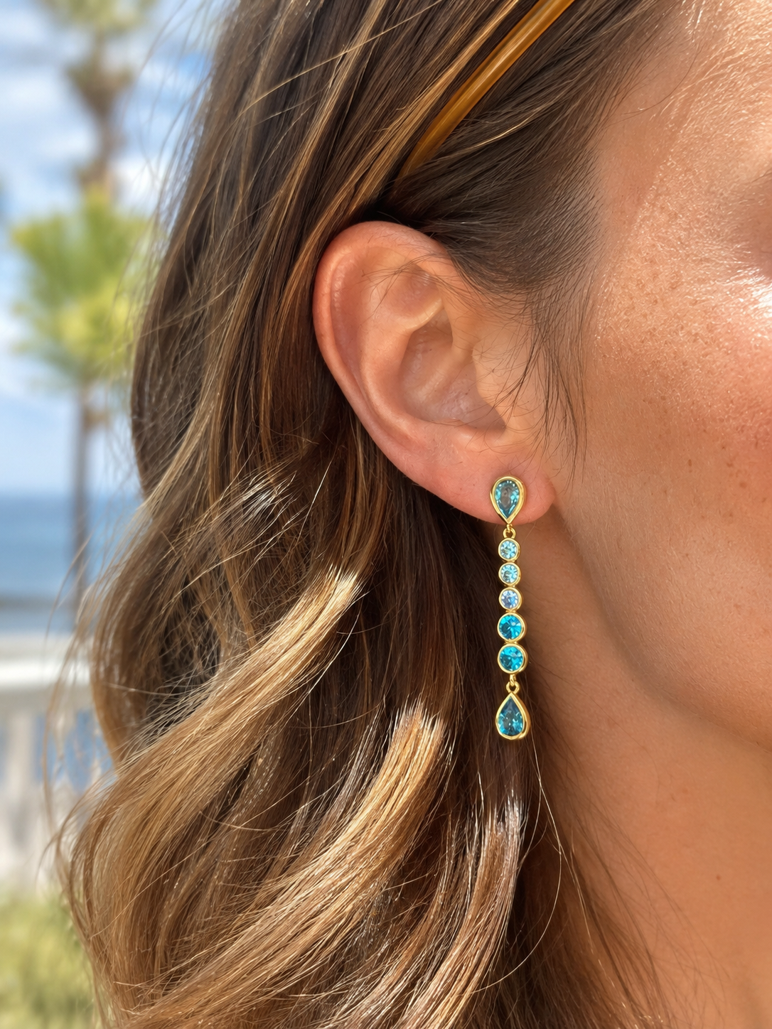 Bezel Ombré Drop Earrings