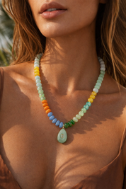 Green Aventurine Drop Beaded Necklace