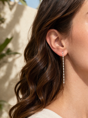 Pave Strand Long Earrings