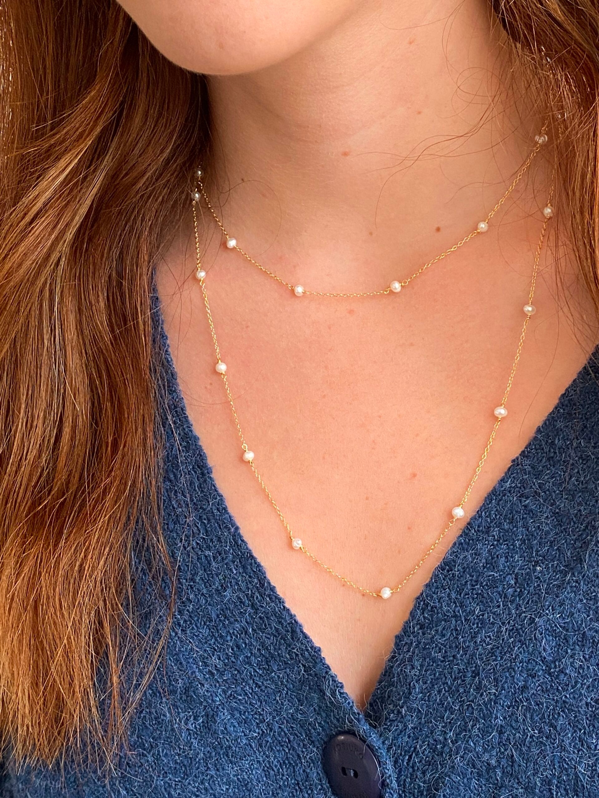 Long Necklace Mini Pearls