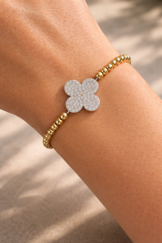 Pave Large Clover Goldfilled Bracelet