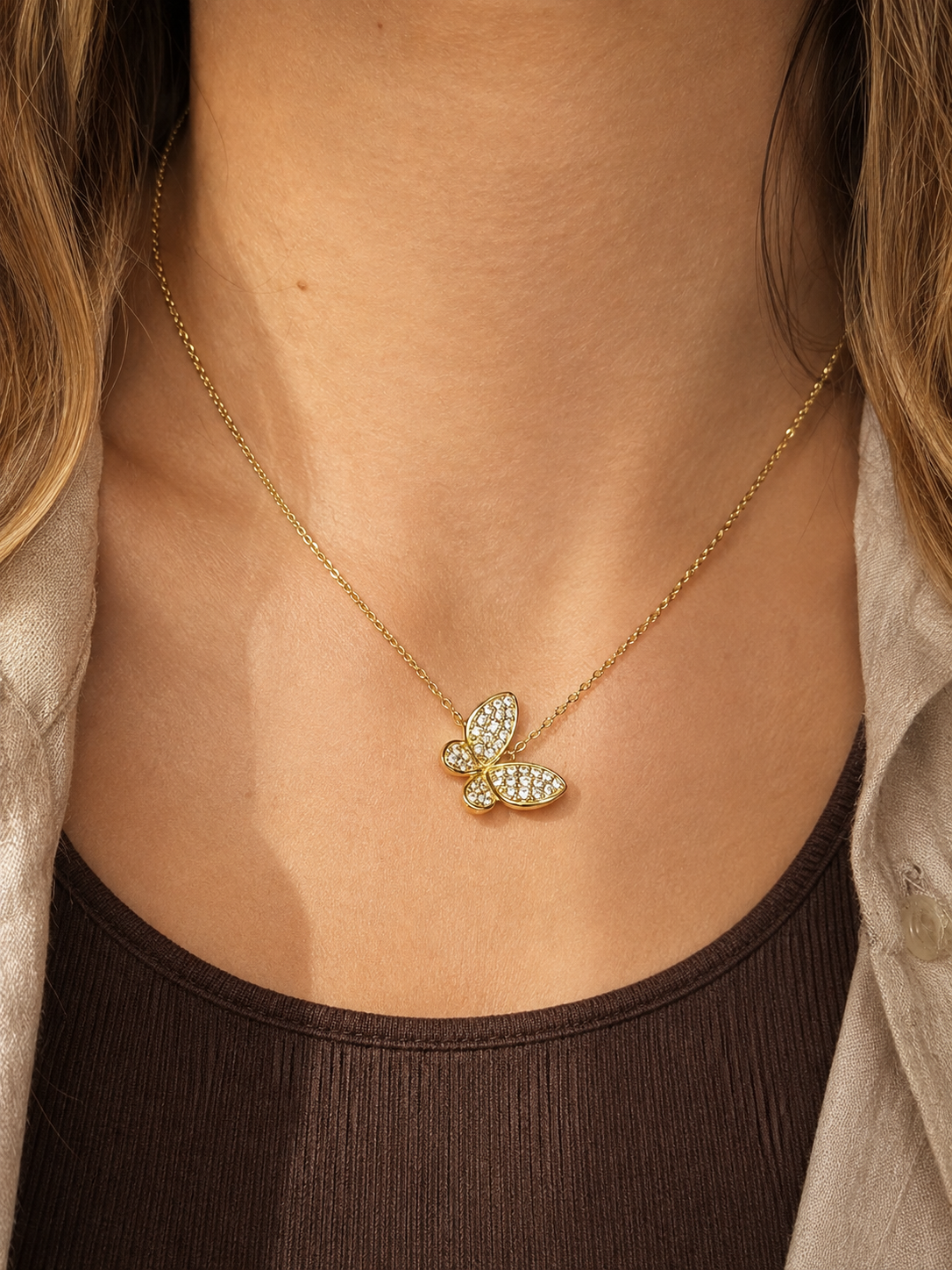 Sided Butterfly Necklace