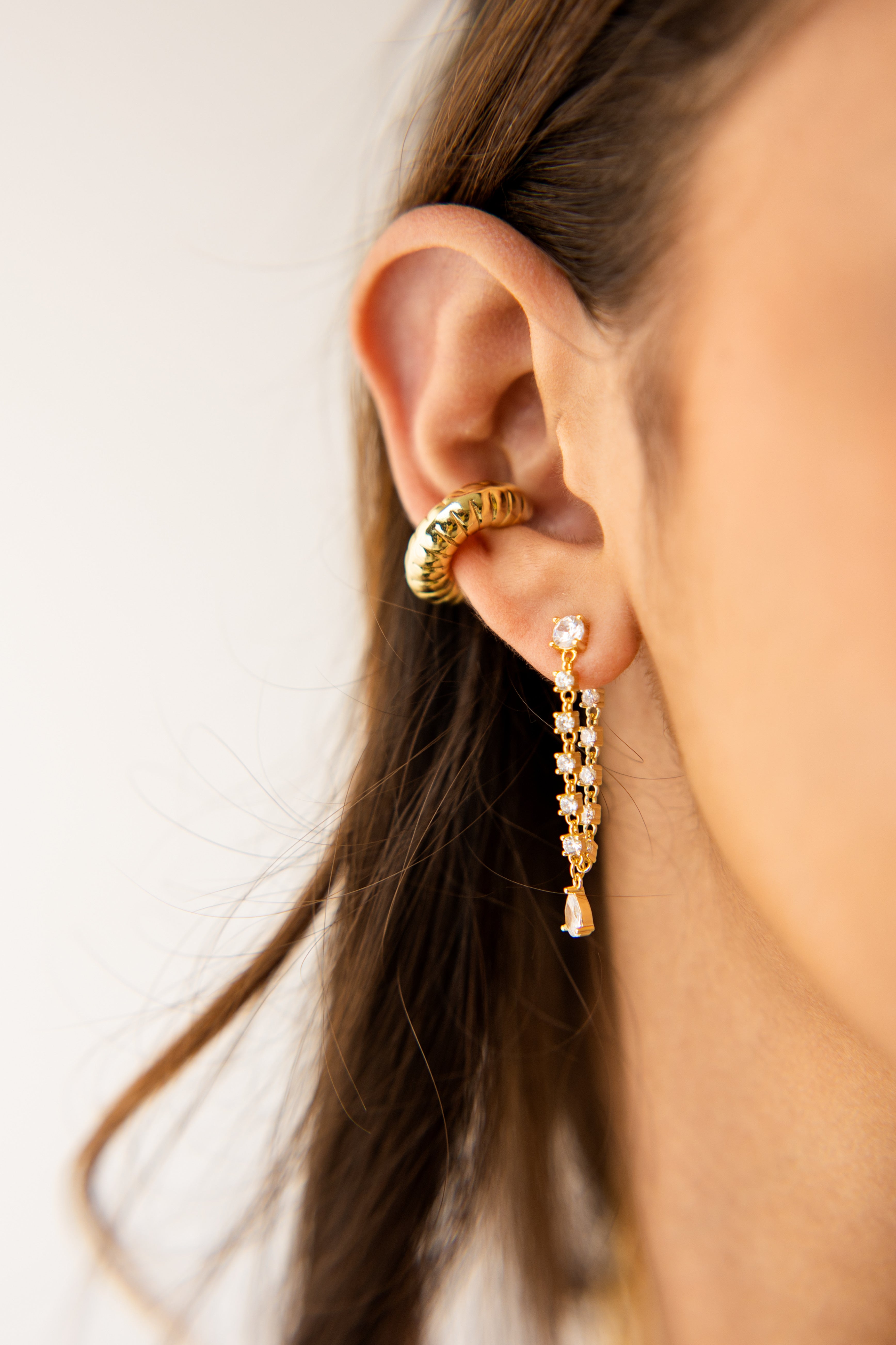 Hanging Drop Gold Earrings