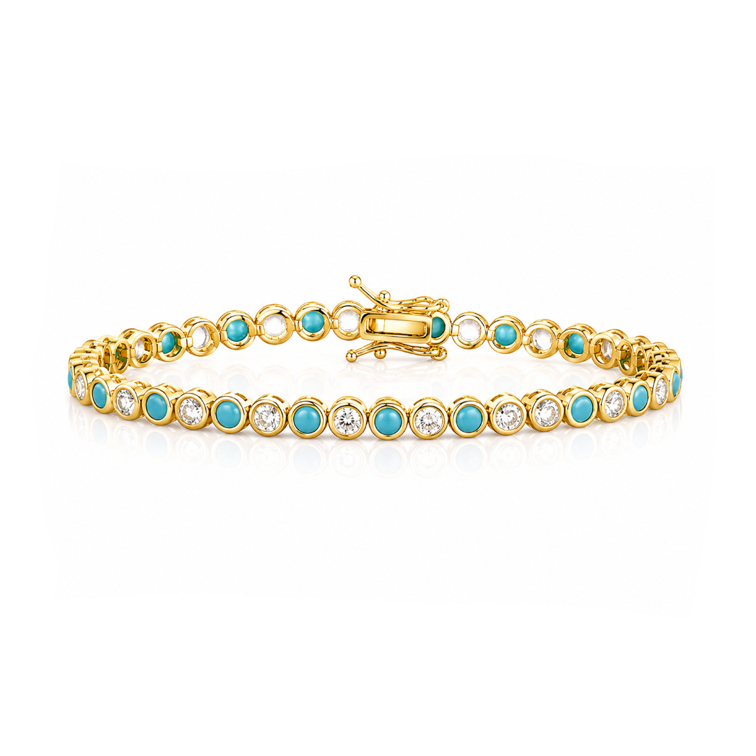 Mixed Gemstone Bezel Tennis Bracelet