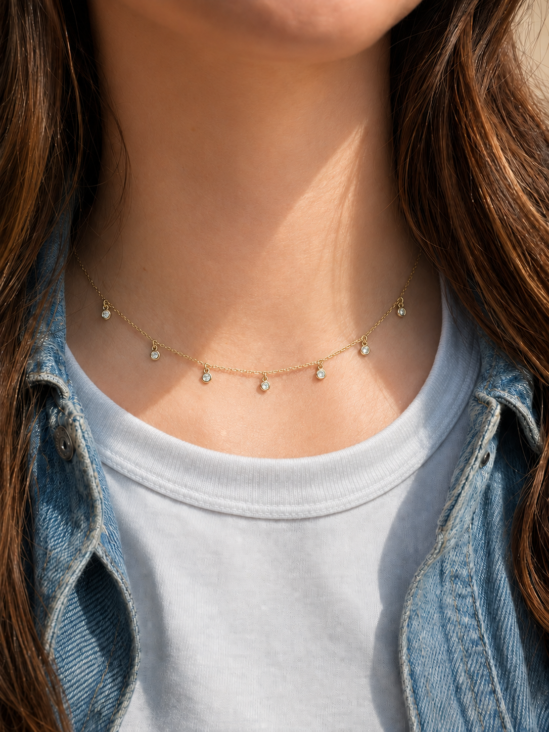 Bezel Dangling Necklace