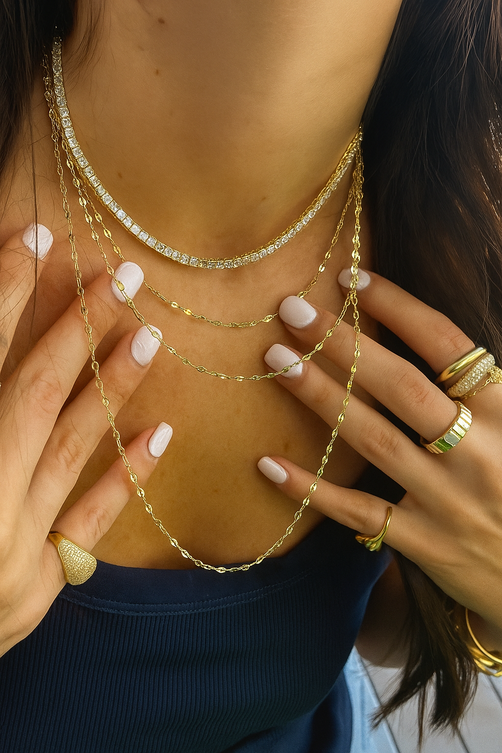 Shimmery Triple Layer Necklace