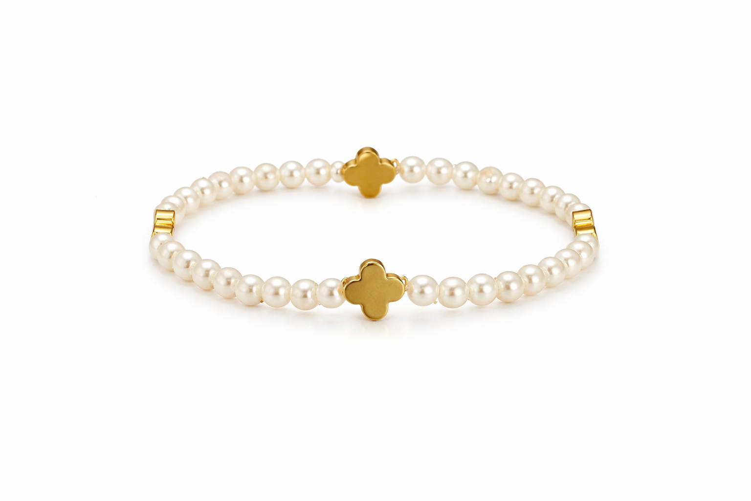 Golden Clover Pearl Bracelet