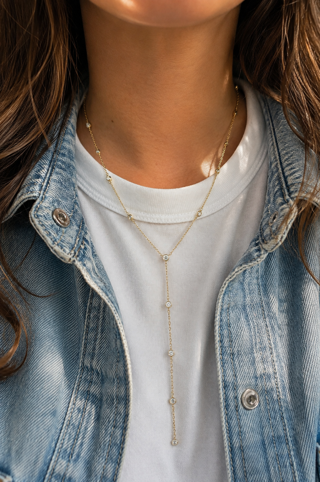 Bezel Lariat Necklace