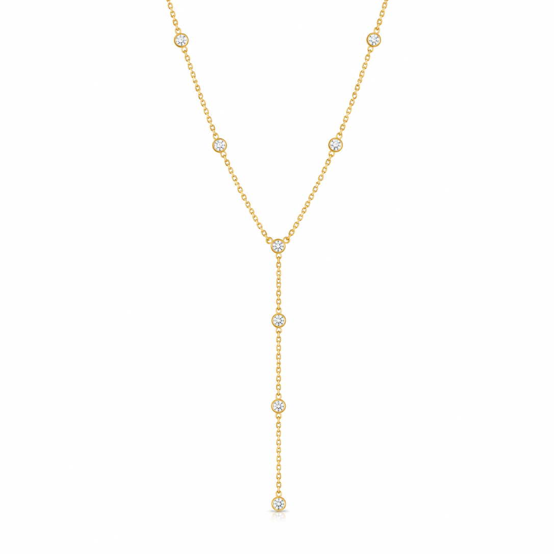 Bezel Lariat Necklace