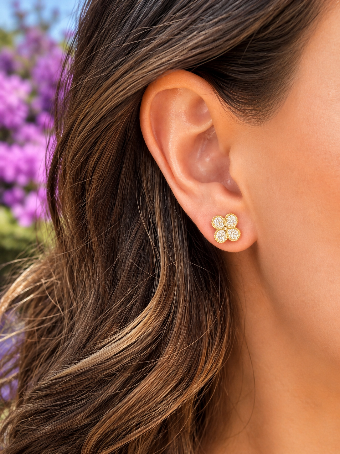 Pave Clover Earrings