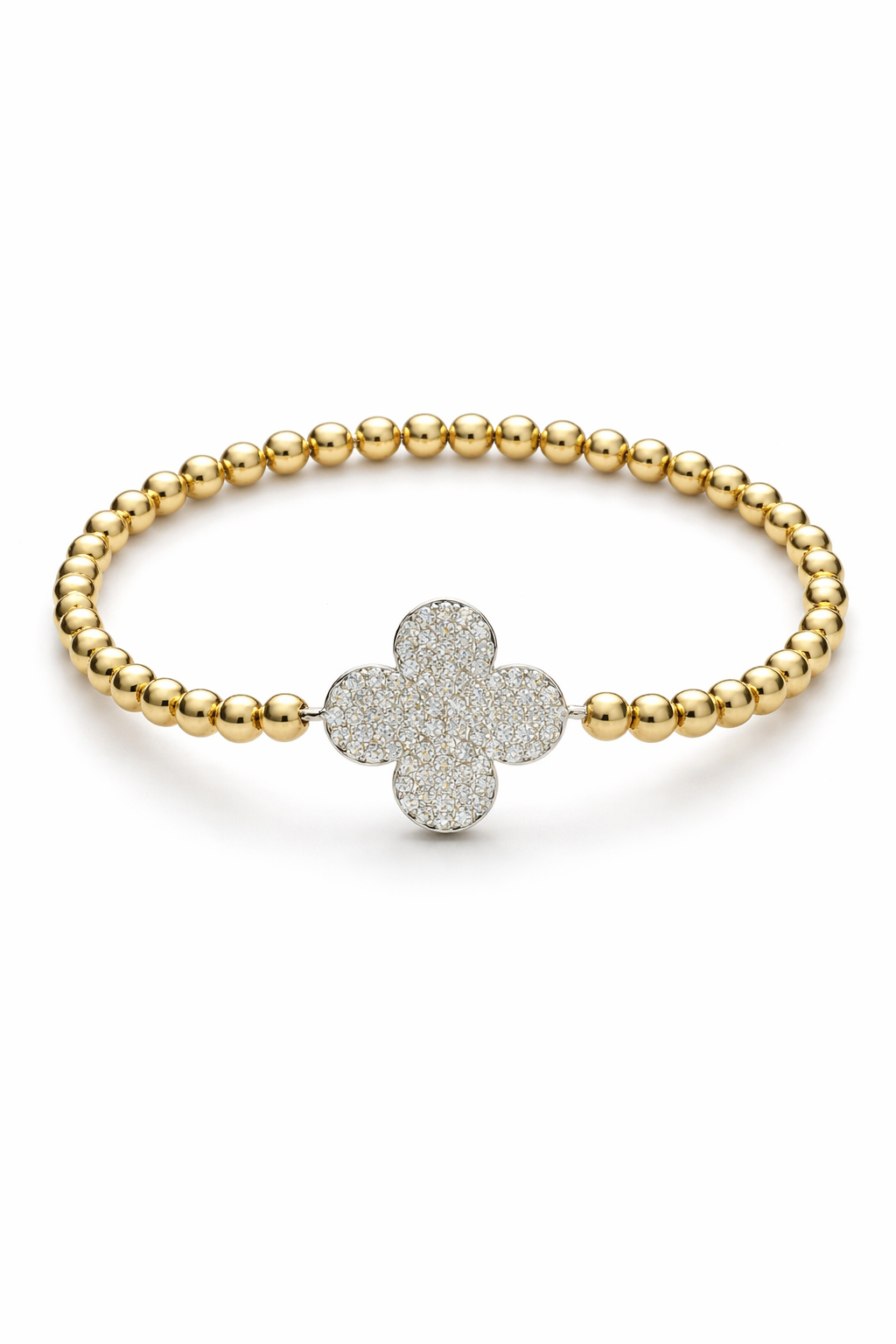 Pave Large Clover Goldfilled Bracelet