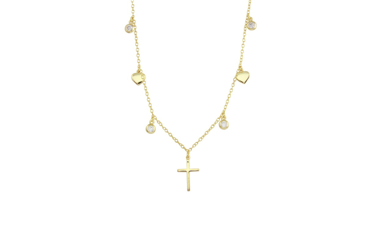 Cross and Hearts Necklace