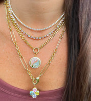 Bezel Heart Tennis Necklace