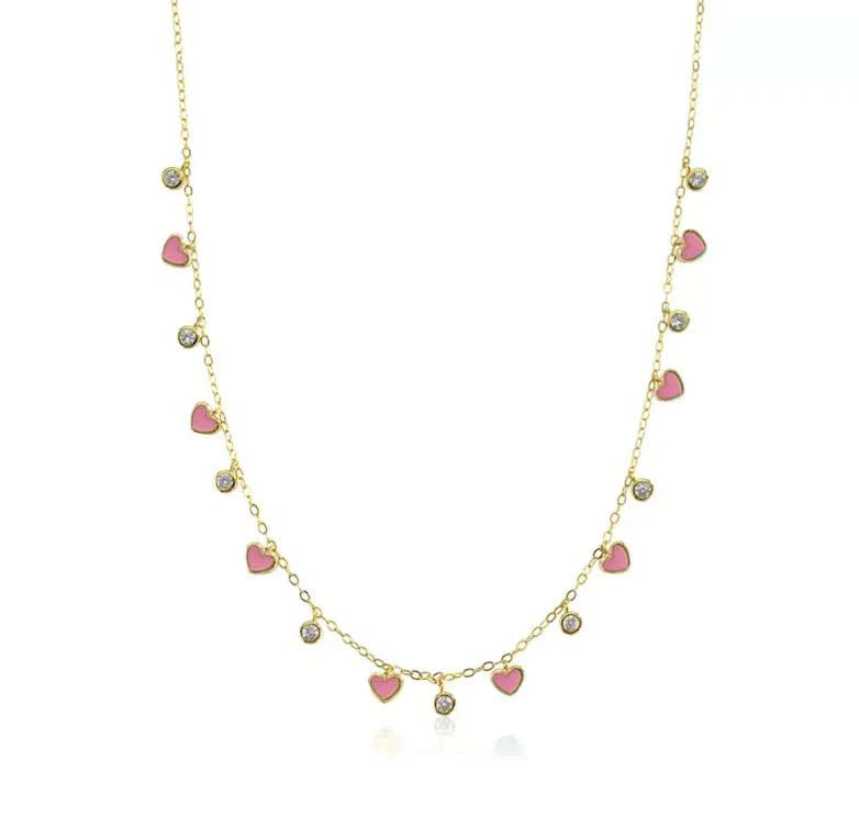 Enamel Heart Charm Necklace