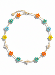 Beaded Flower Chain Necklace