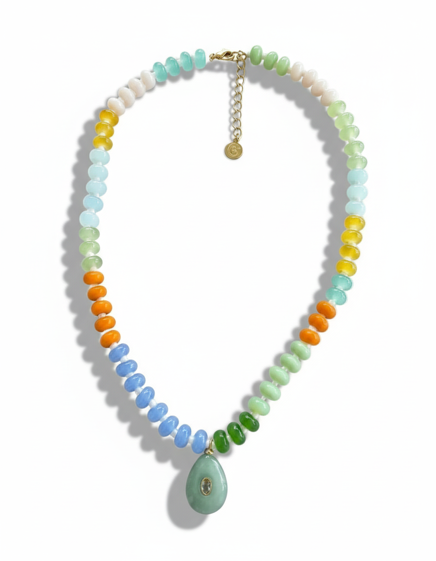 Green Aventurine Drop Beaded Necklace