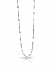Pink and Green Quartz Long Necklace