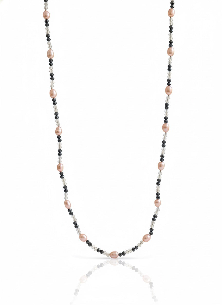 Hematite and Pearl Long Necklace