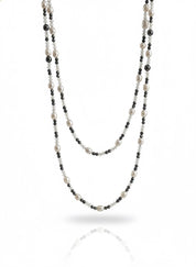 Hematite and Pearl Long Necklace