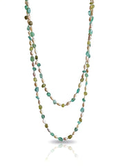 Apatite, Peridot and Pearl Long Necklace