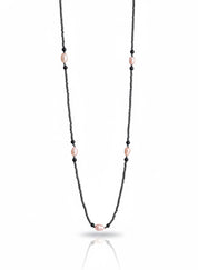 Hematite and Pink Pearl Long Necklace