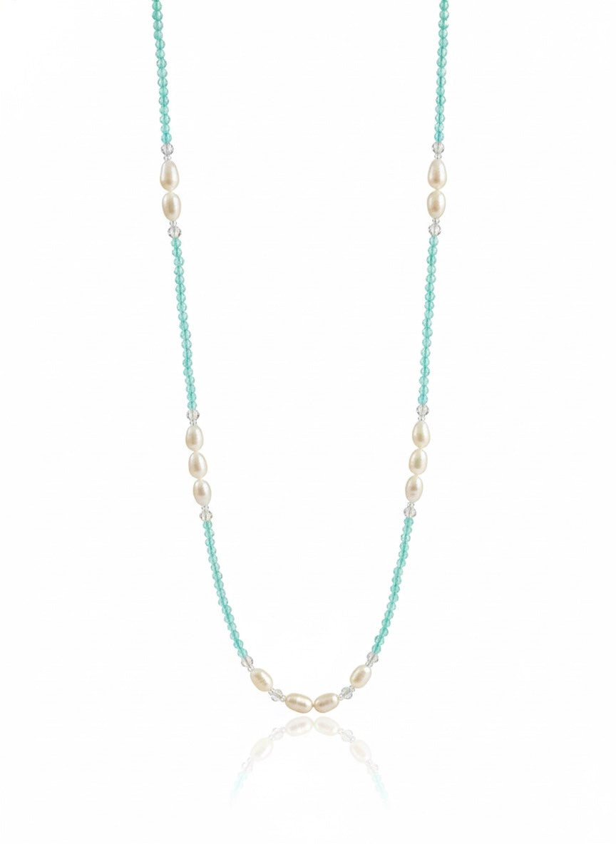 Apatite and Pearl Long Necklace