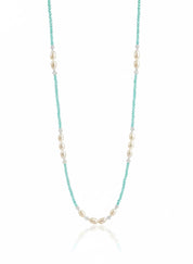 Apatite and Pearl Long Necklace