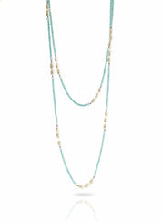 Apatite and Pearl Long Necklace