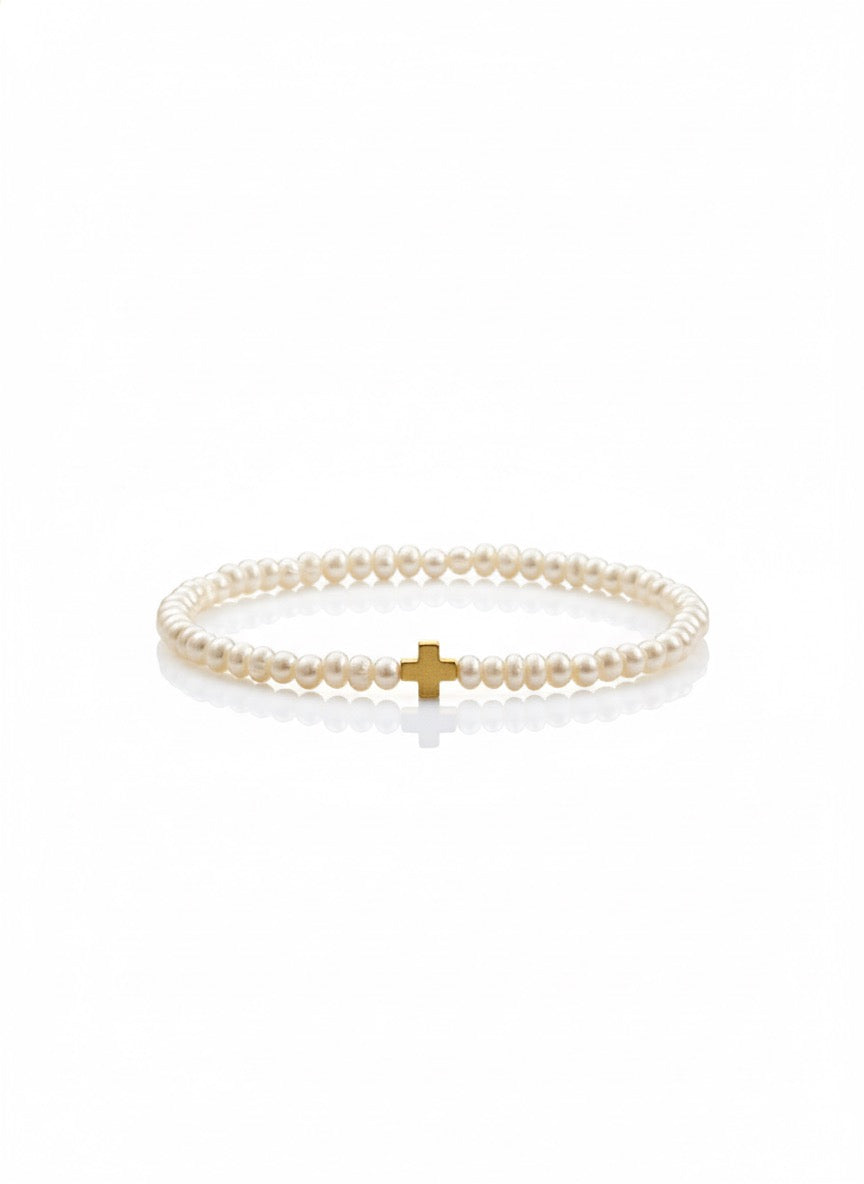 Pearl and Cross Bracelet