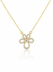 Hollow Pave Flower Necklace