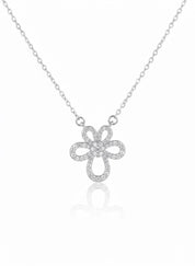 Hollow Pave Flower Necklace