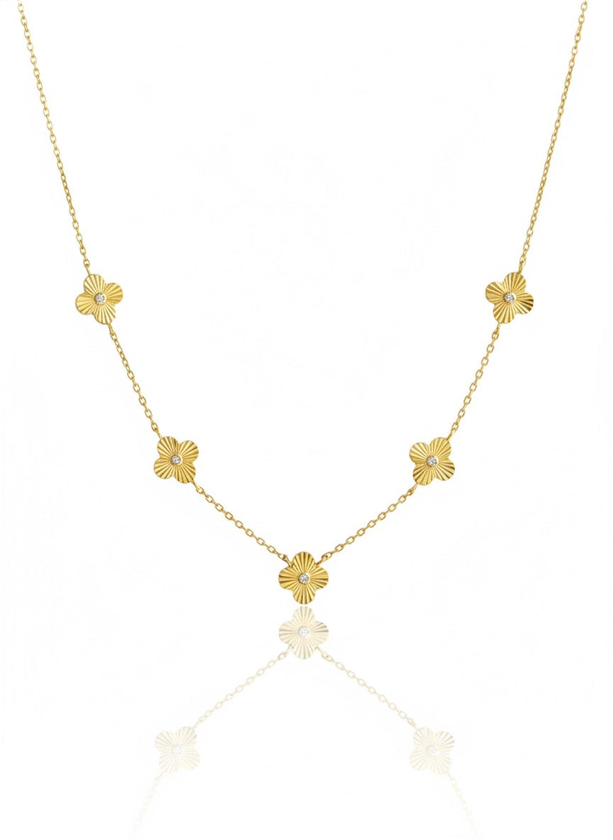 5 Clover Fluted Necklace