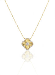 Pave Fluted Clover Necklace
