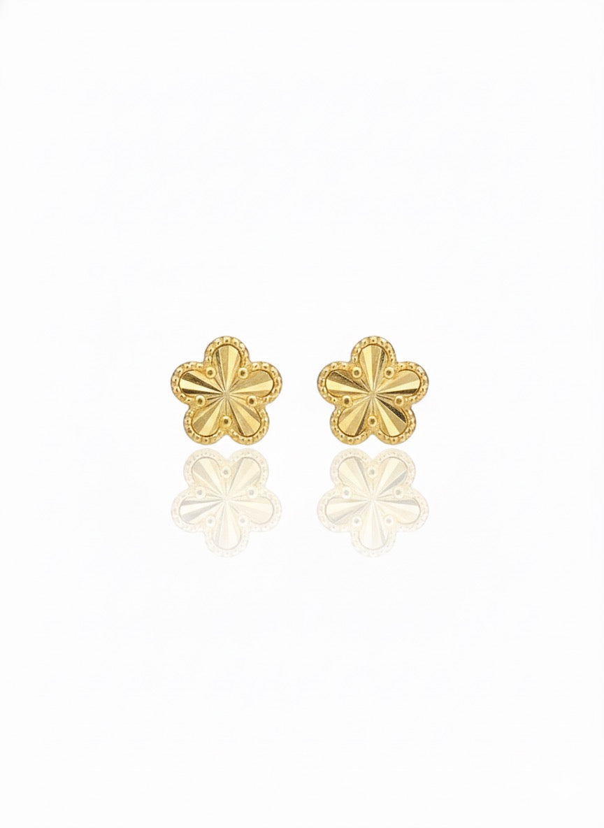 Tiny Fluted Flower Earrings