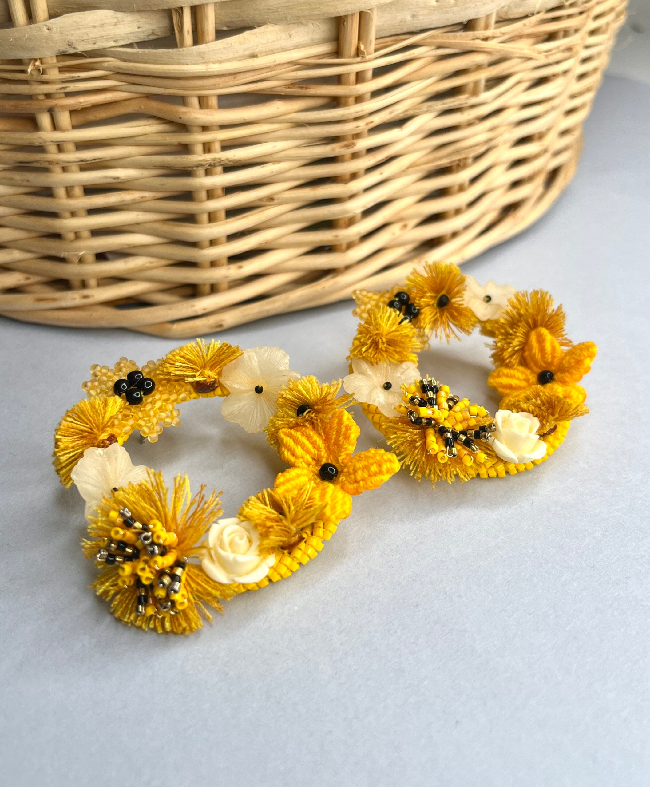 Aretes tejidos Multiflower Yellow