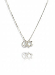 Hollow Star and Moon Necklace