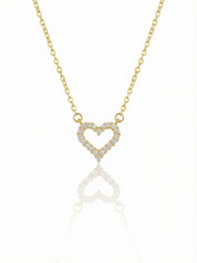 Hollow Pave Heart Necklace