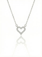 Hollow Pave Heart Necklace