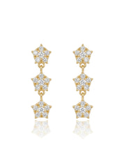 Three Flower Dangling Earrings