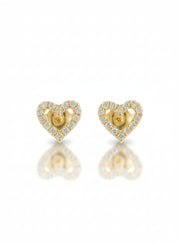 Hollow Pave Heart Studs