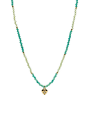 Natural Stone with Heart Charm Necklace