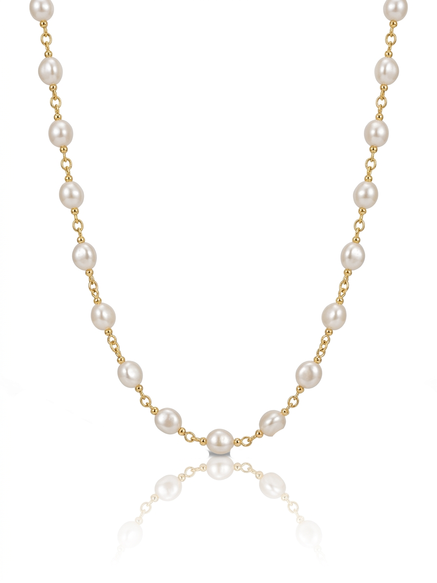 Asymmetric Pearl Chain Necklace