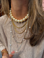 Labradorite and Pearl Long Necklace