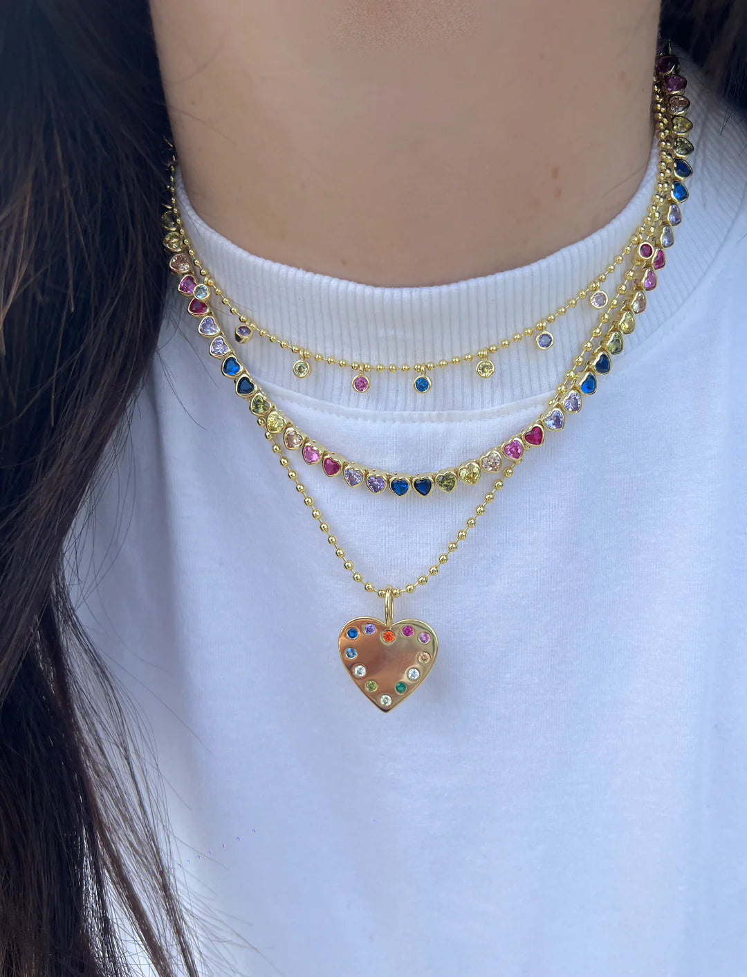 Bezel Heart Tennis Necklace