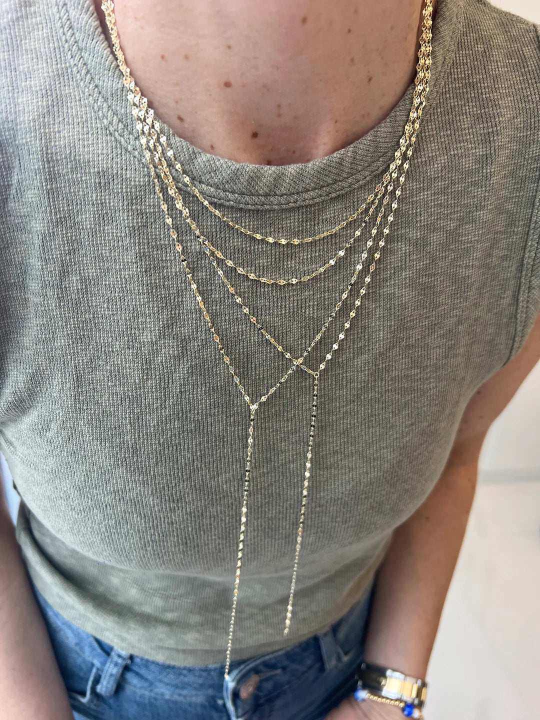 Double Chain Lariat Necklace